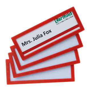 Pack de 4 marcos identificación adhesivo colores 120x45mm rojo tarifold 194863