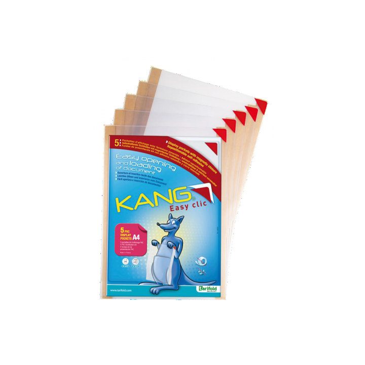 Pack de 5 funda adhesiva reposcionable kang easy clic a4 vertical/horizontal tarifold 194770