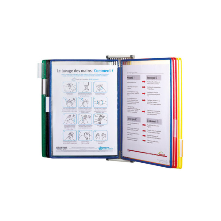 Expositor de pared para catálogos con 10 fundas a4 color surtido tarifold 414109