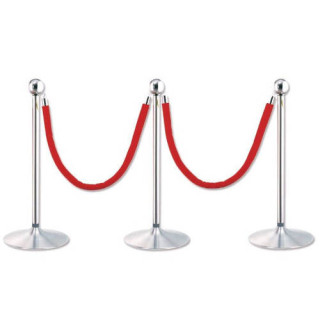 Pack 2 postes separador cromado con cordon rojo 2 metros 322800