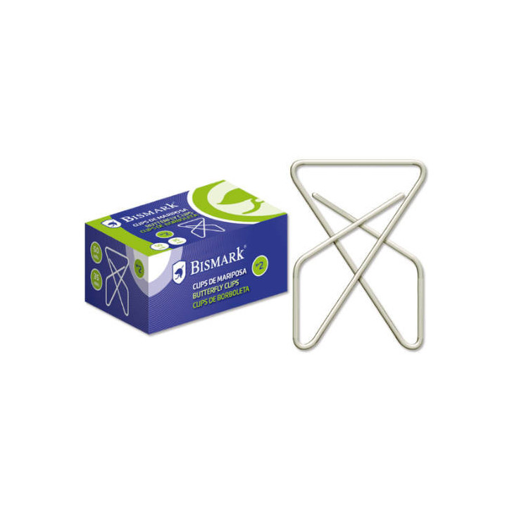 Caja 50 clips niquelados de mariposa nº 10 bismark 321358