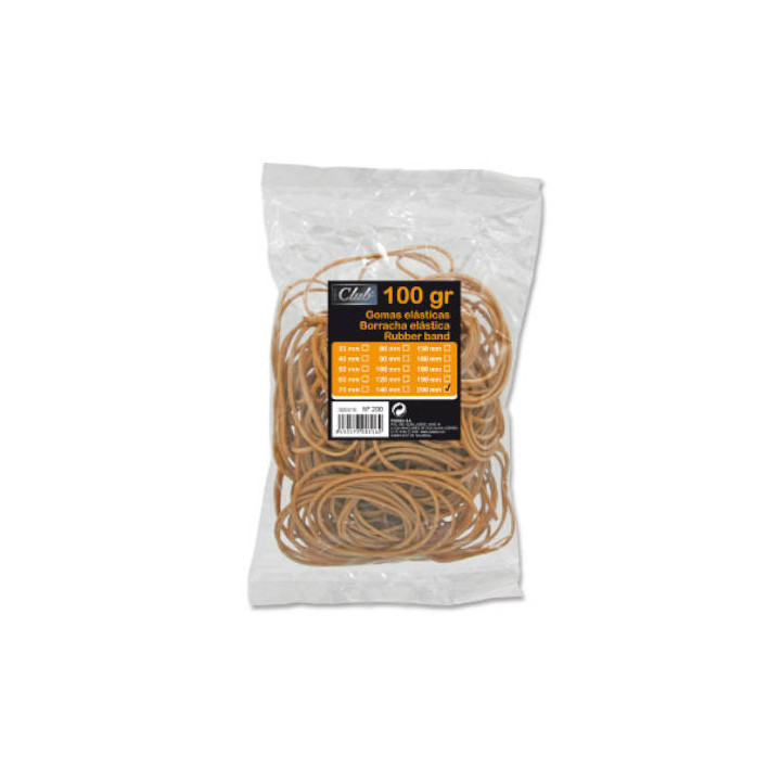 Bolsa 100 gr. gomas elasticas nº 20 de 20 cm. largo office club 320516
