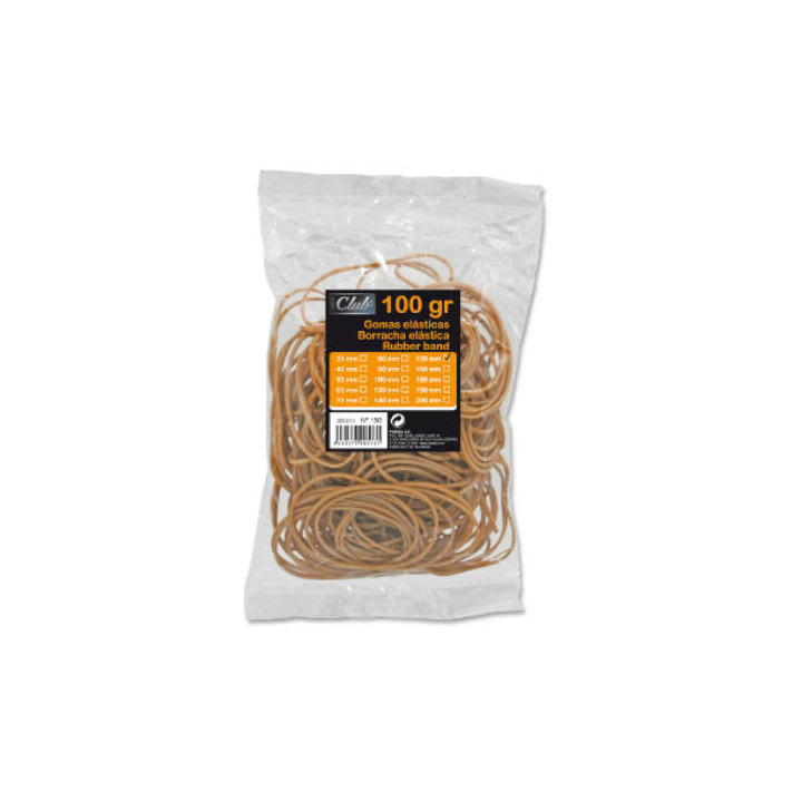 Bolsa 100 gr. gomas elasticas nº 15 de 15 cm. largo office club 320513