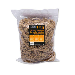 Bolsa 1 kg. gomas elasticas nº 40 de 4 cm. largo office club 301756