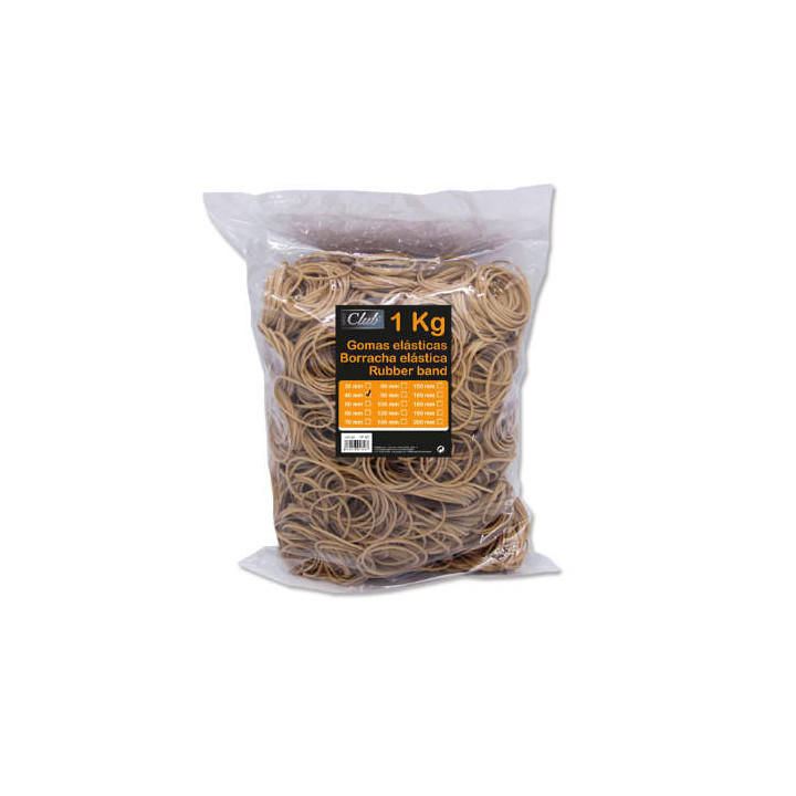 Bolsa 1 kg. gomas elasticas nº 40 de 4 cm. largo office club 301756