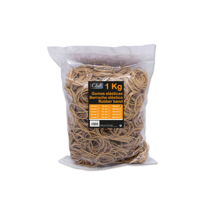 Bolsa 1 kg. gomas elasticas nº 150 de 15 cm. largo office club 301759