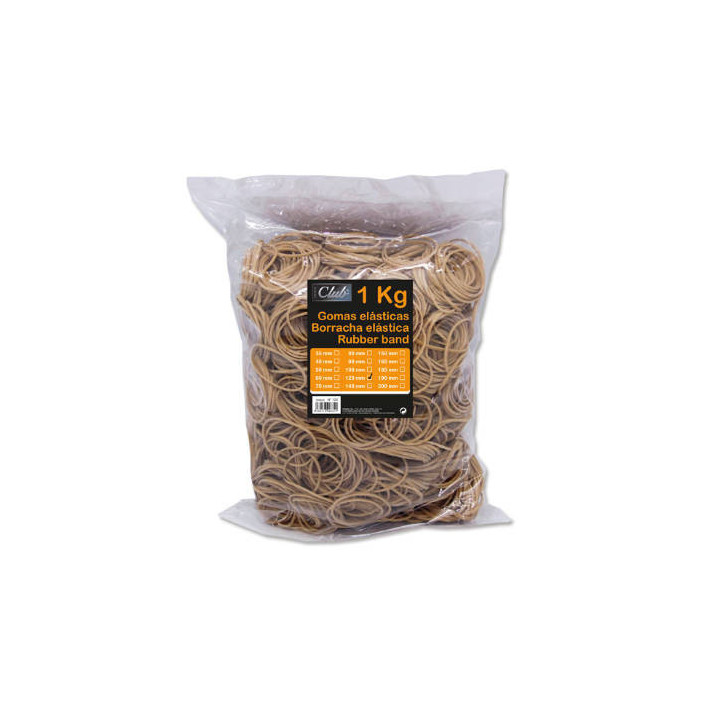 Bolsa 1 kg. gomas elasticas nº 120 de 12 cm. largo office club 300832