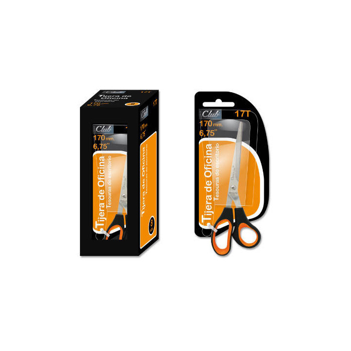 Tijeras de oficina en acero inoxidable 170 mm. en blister office club 323825