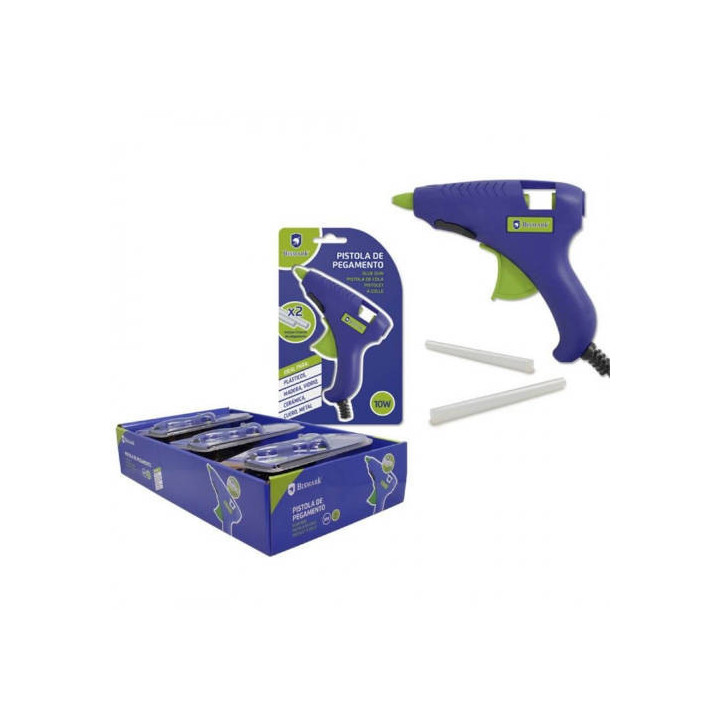 Pistola pegamento silicona 10w + 2 recambios bismark 327107