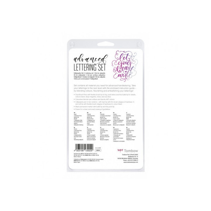 Set lettering de caligrafia modelo advanced tombow ls-adv