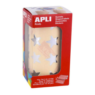 Apli Pack de1.416 Gomets con Forma de Estrella - Tamaño 19.5mm - Adhesivo Base Agua - Normas EN-71 y FSC - Color Plata