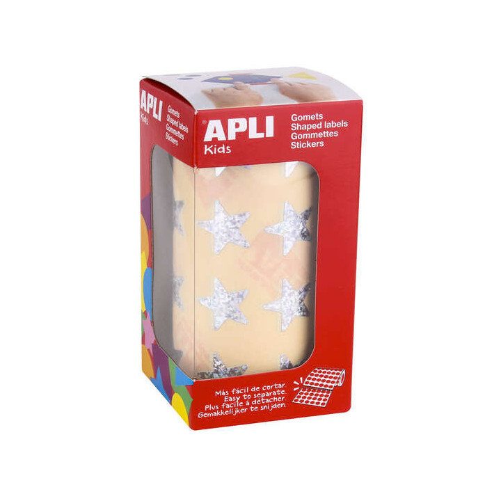 Apli Gomets Estrella Holograficos 19.5mm - 1416 Unidades por Rollo - Ideal para Actividades Infantiles - Cumple Normas de Calid