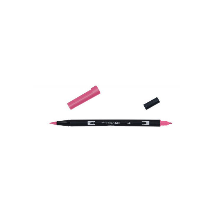 Rotulador doble punta pincel color hot pink tombow abt-743