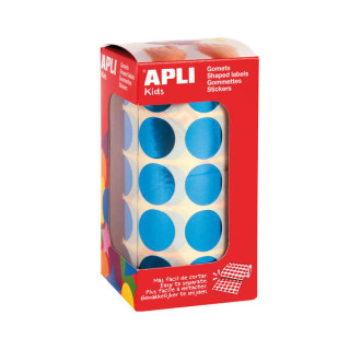 Apli Gomets Redondos Azul Metalizado Ø 20mm - 59 Hojas Pretroqueladas - 1770 Gomets por Rollo - Ideal para Escuelas y Talleres