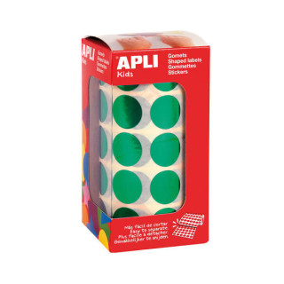 Apli Gomets Redondos Ø 20mm Verde Metalizado - 59 Hojas Pretroqueladas - Adhesivo Permanente - Normas EN-71 y FSC - Adhesivo B