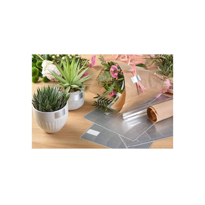 Kit 10 hojas etiquetas satinadas oro y plateadas