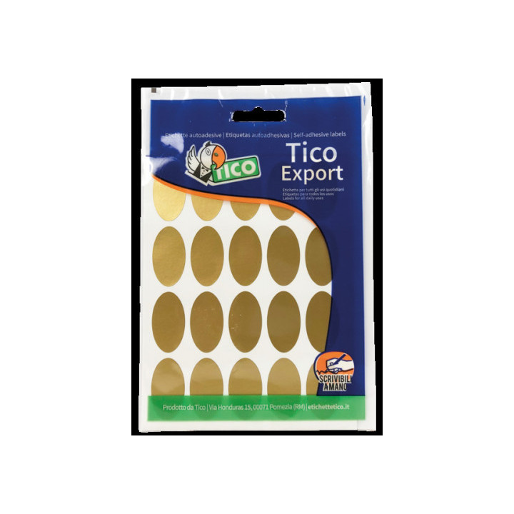 Paquete 10 hojas etiquetas satinadas oro 36x20 mm tico e-gl-3620