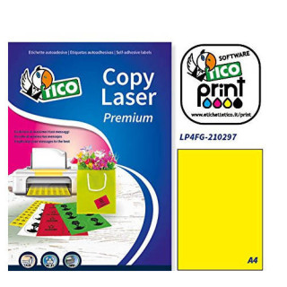 Caja 70 hojas etiquetas amarillo fluorescente sin márgenes-láser/inyección de tinta/fotocopiadoras-210x297 mm tico lp4fg-2...