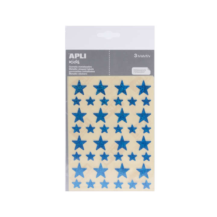 Apli Gomets Estrella Holograficos - Tamaño 12.5mm y 19.5mm - Adhesivo Permanente - 120 Gomets por Bolsa - Desarrollo de Habili