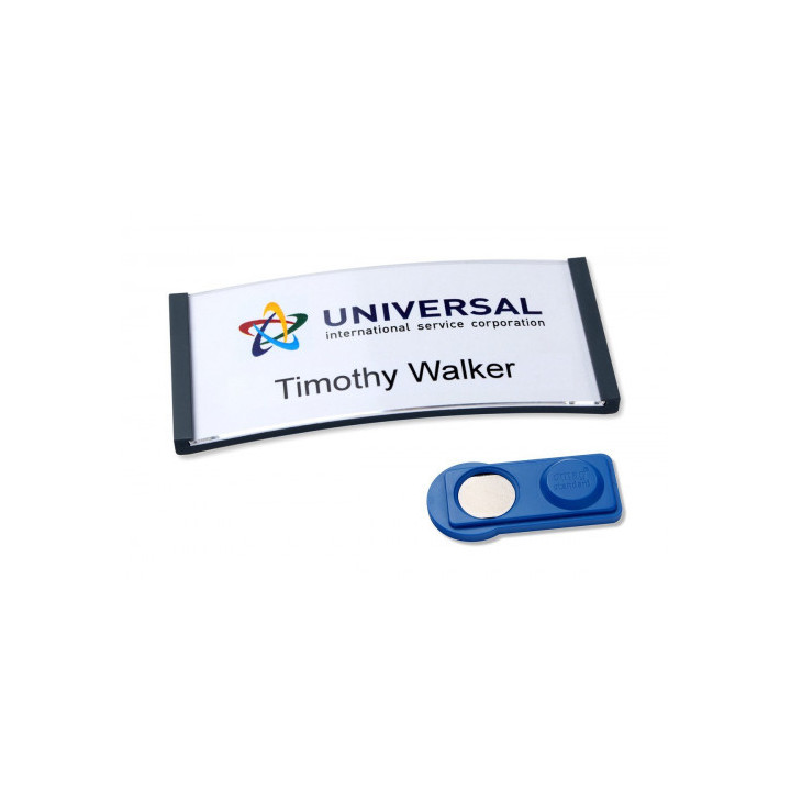 Caja 10 portanombres polar badge antracita con imán–30 x 65 mm avery 4835g-m