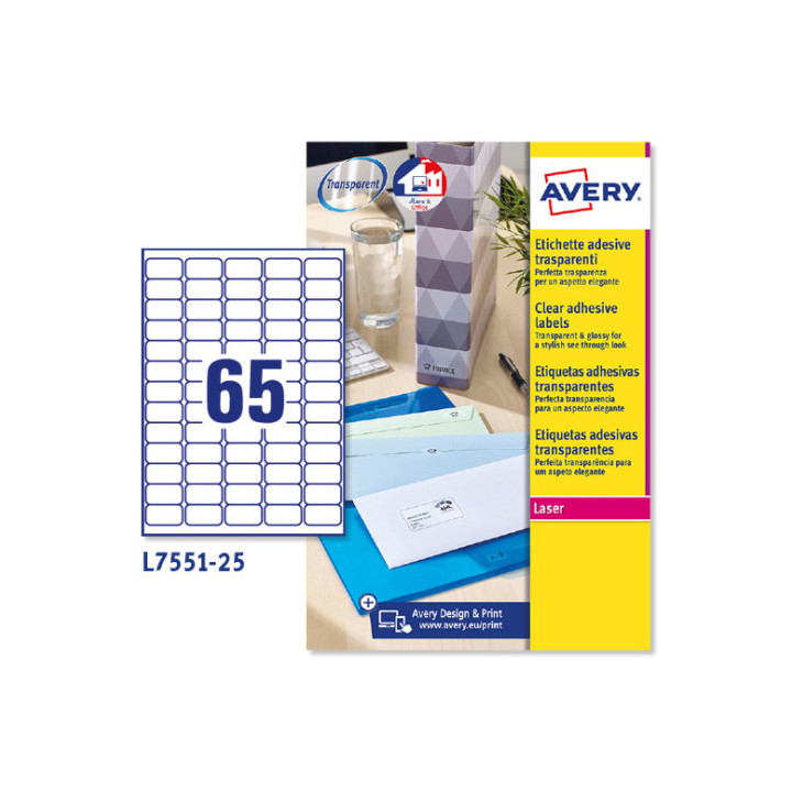 Paquete 25 hojas mini etiquetas transparentes-impresoras láser-38