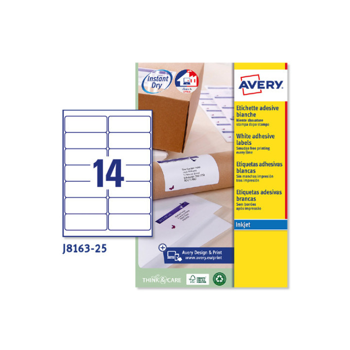 Paquete 25 hojas etiquetas blancas quick dry-impresoras de inyección de tinta-99