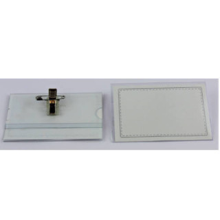 Caja 50 fundas identificacion pvc rigido apaisado 55x87mm con pinza+imperdible iberplas 2076pi50