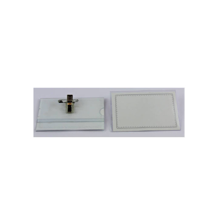 Caja 50 fundas identificacion pvc rigido apaisado 55x87mm con pinza+imperdible iberplas 2076pi50