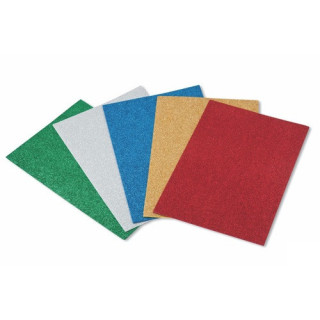 Set 5 laminas eva 40x60 cm. purpurina colores surtidos faibo 1659-00