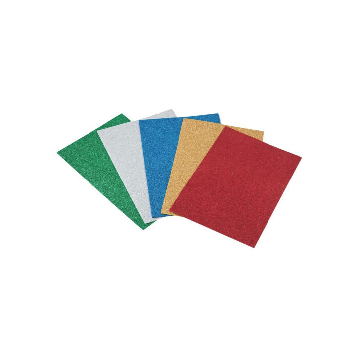 Set 5 laminas eva 20x30 cm. purpurina colores surtidos faibo 1658-00