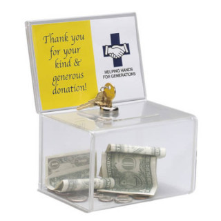 Caja para sugerencias o propinas con llave con expositor 16