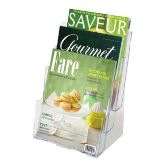 Expositor sobremesa escalonado con 3 compartimentos transparente a4 deflecto 77301