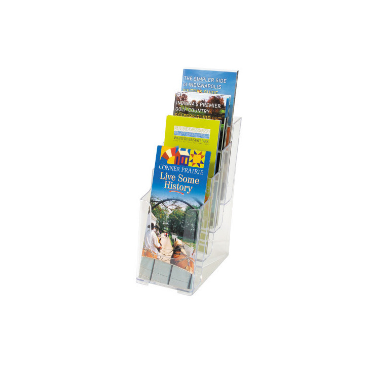 Expositor sobremesa escalonado con 4 compartimentos transparente 1/3 a4 deflecto 77701