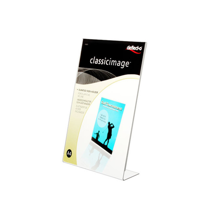 Expositor de sobremesa en forma l poliestireno a4 vertical deflecto 47401