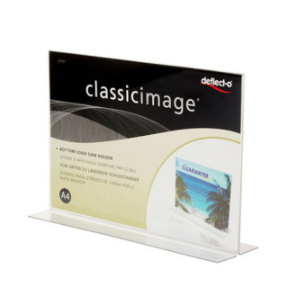 Expositor de sobremesa en forma t a 2 caras poliestireno a4 horizontal deflecto 47701