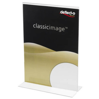 Expositor de sobremesa en forma t a 2 caras poliestireno a6 vertical deflecto 684301