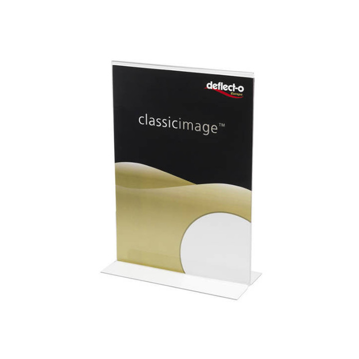 Expositor de sobremesa en forma t a 2 caras poliestireno a3 vertical deflecto 48001