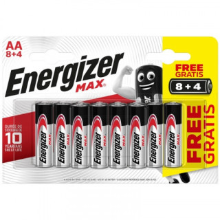 Blister 8 + 4 pilas max tipo lr6 (aa) energizer e301531604