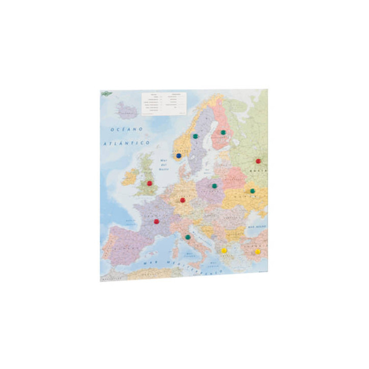 Mapa europa plastificado sin marco enrollado 119x93 cm. faibo 163g