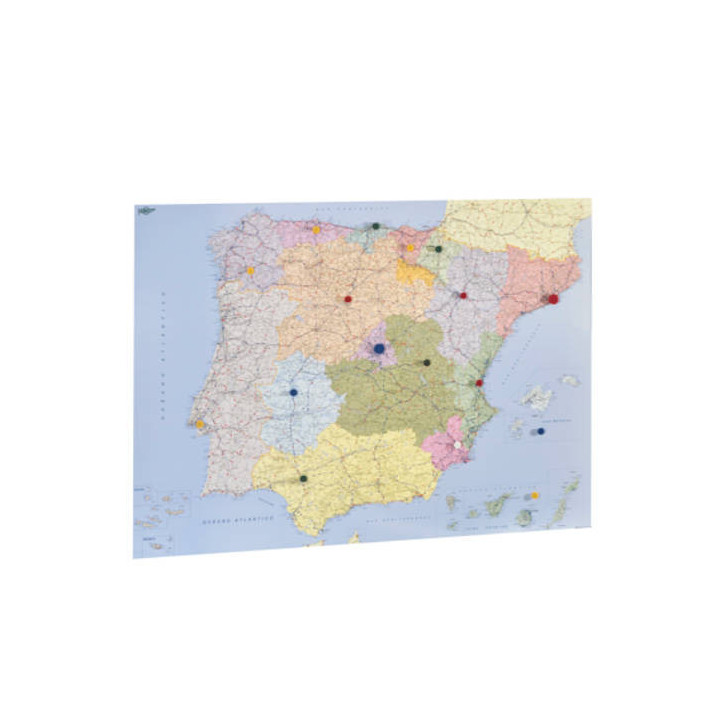 Mapa españa y portugal plastificado sin marco enrollado 103x129 cm. faibo 153g