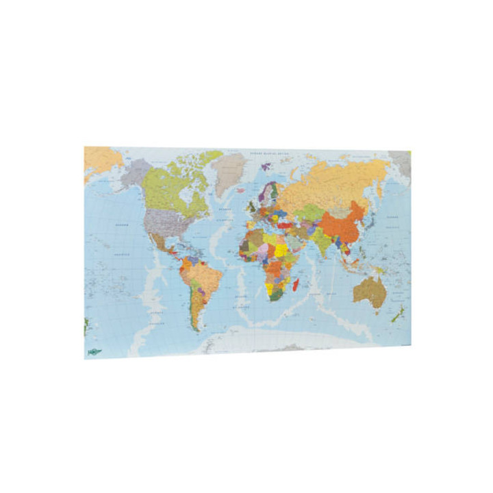 Mapa mundi plastificado sin marco enrollado 84x140 cm. faibo 173g