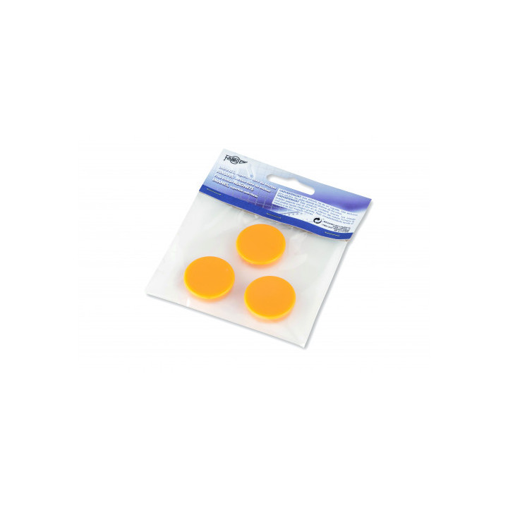 Blister de 3 imanes redondos 30mm. en color amarillo faibo 60-30-05