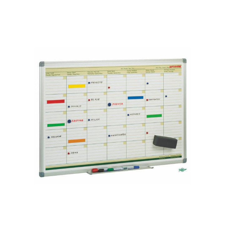 Planing mensual magnetico con marco de aluminio 60x90 cm. faibo plm