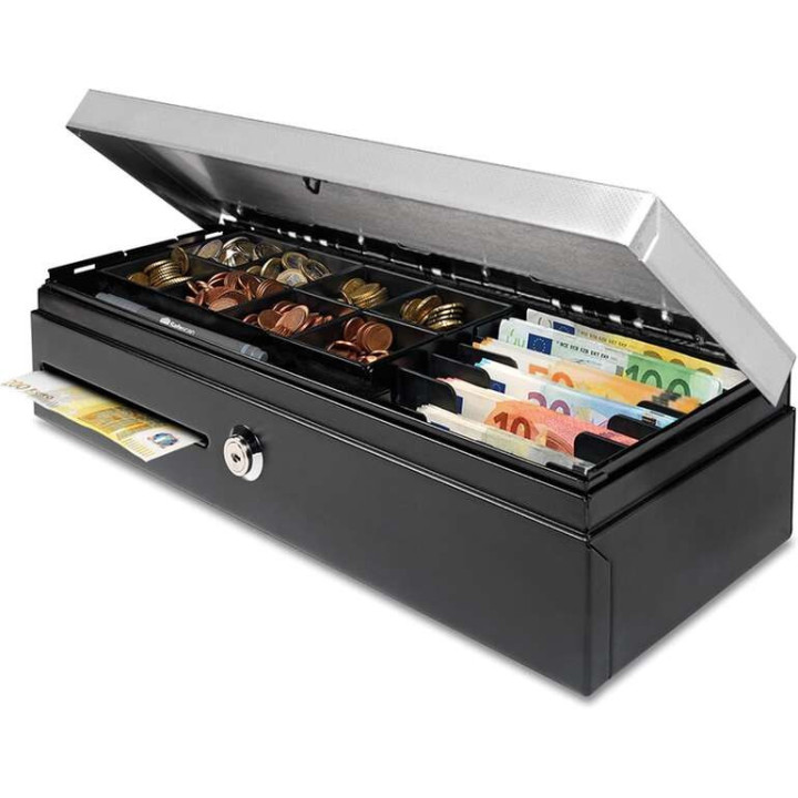 Safescan HD-4617C Cajon Portamonedas - Apertura Vertical - 8 Compartimentos para Monedas - 8 Compartimentos para Billetes - has