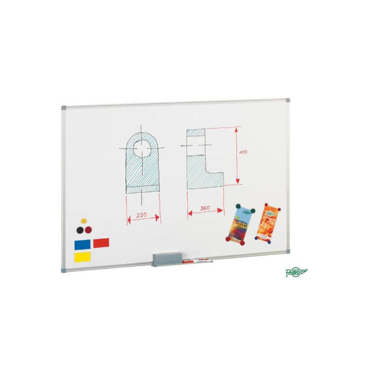 Pizarra magnetica blanca de acero lacado 45x60 cm. marco aluminio faibo 840-1