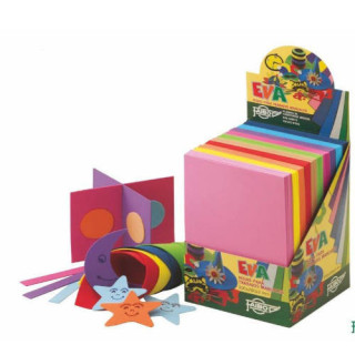 Expositor 100 laminas goma eva 20x30 cm. 10 colores surtidos faibo 653exp