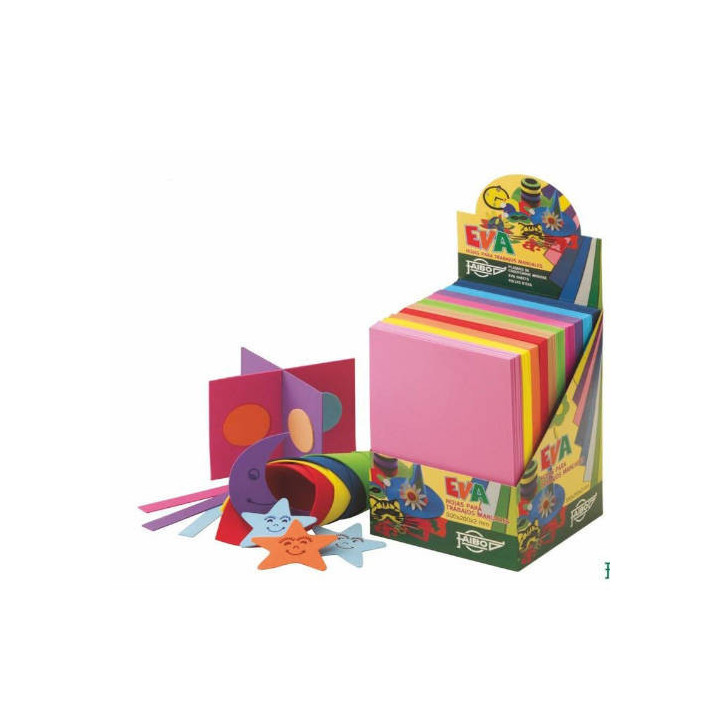 Expositor 100 laminas goma eva 20x30 cm. 10 colores surtidos faibo 653exp