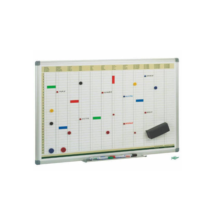 Planing anual magnetico con marco de aluminio 60x90 cm. faibo pla