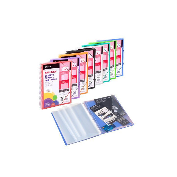 Carpeta archivex-star espiral canguro 40 fundas color negro carchivo 53034006
