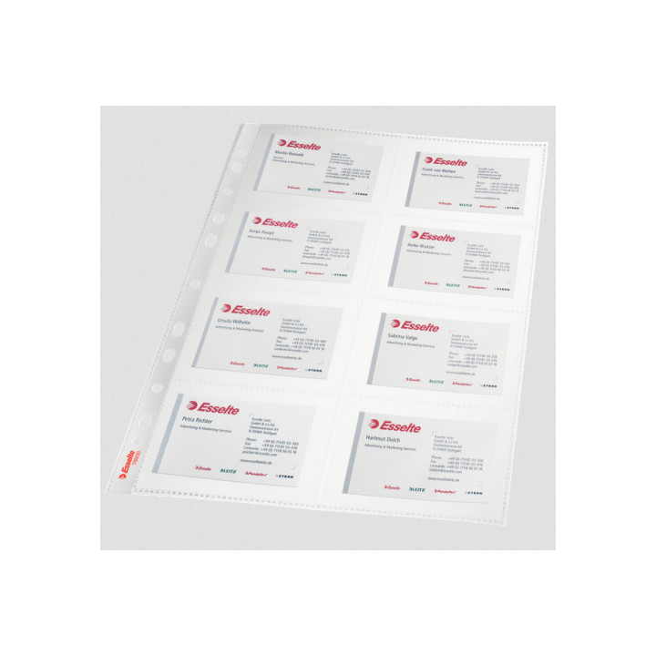 Bolsa 10 fundas tarjetas visitas multitaladro pvc formato a4 110 micras esselte 78930